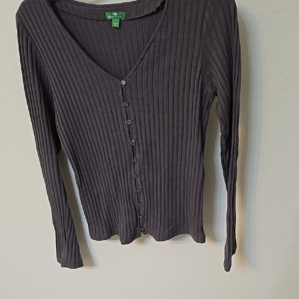 dip Women's Gray Ribbed Sweater